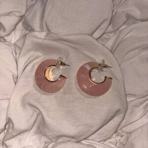 🌸 Aesthetic Anthropologie Vibe "Rose Quartz" C-Hoop Earrings 🤍